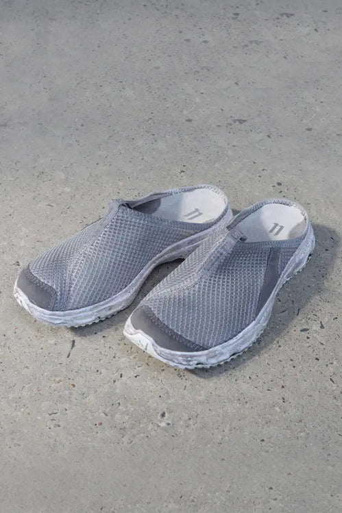 11 By BORIS BIDJAN SABERI Oil-dyed Mesh Silver Grey Slippers SLIDE1 11*S